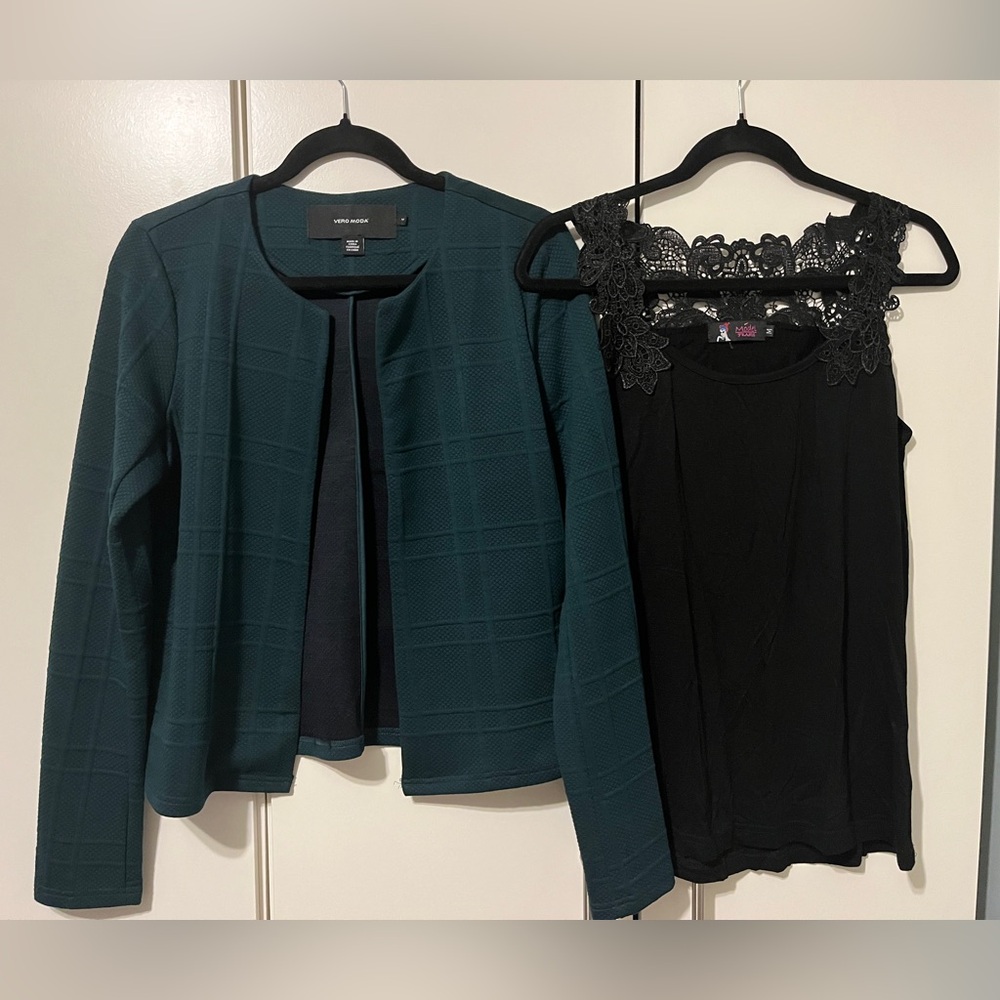 Vero Moda Teal Checkered Women's Blazer